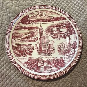 Vintage Red Transferware Plate